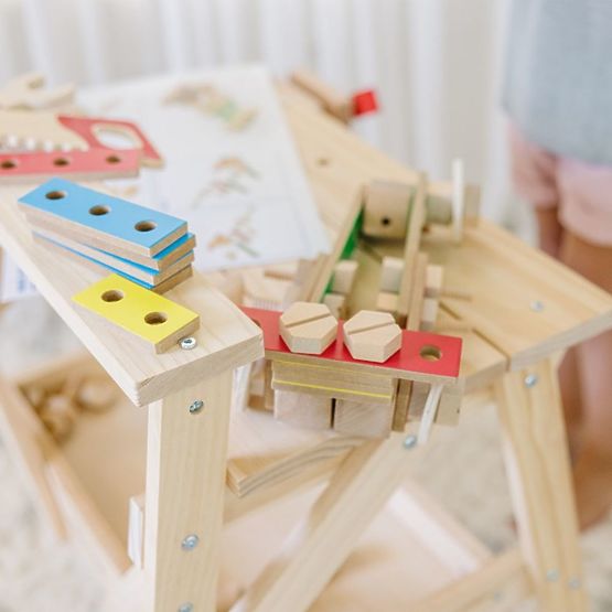 Drevená dielňa pre domácich majstrov a stavebnice 2v1