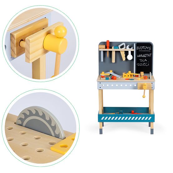 Drevená dielňa s náradím - 47 ks ECOTOYS