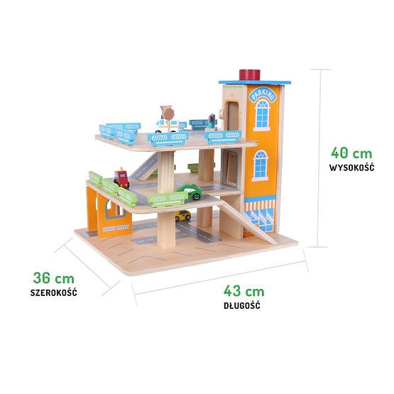 Drevená garáž s autíčkami a výťahom