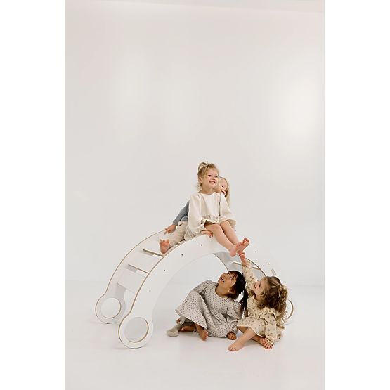 Drevená hojdačka Montessori XL - biela