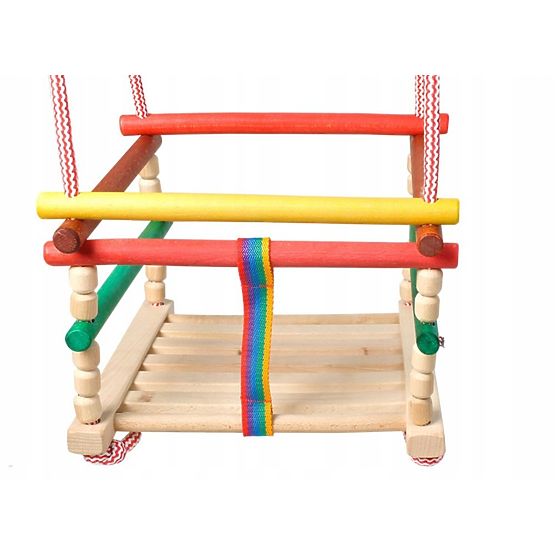 Drevená hojdačka s poduškou - farebná