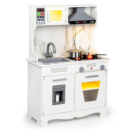 Drevená kuchynka pre deti so zvukmi a LED + príslušenstvo ECOTOYS