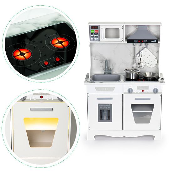 Drevená kuchynka pre deti so zvukmi a LED + príslušenstvo ECOTOYS
