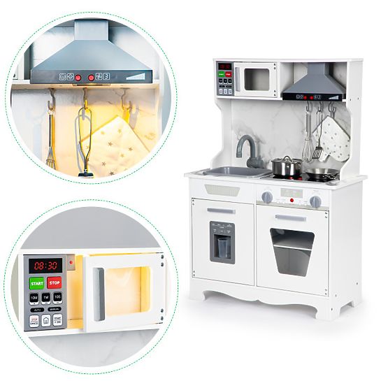 Drevená kuchynka pre deti so zvukmi a LED + príslušenstvo ECOTOYS