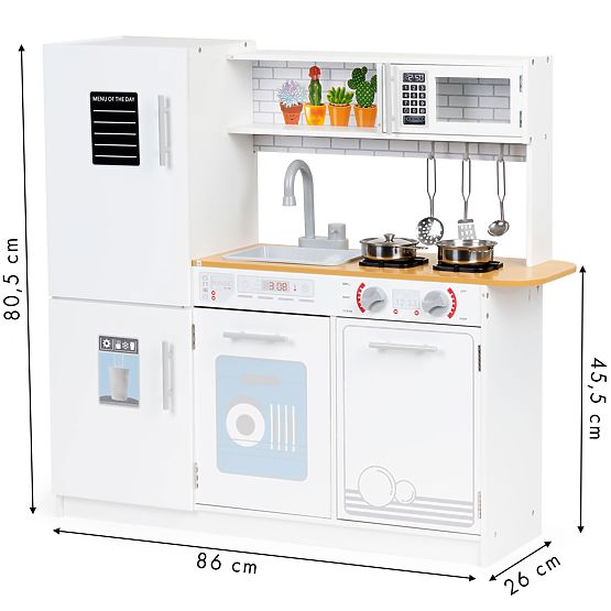 Drevená kuchynka pre deti LED svetlo + hrnce ECOTOYS