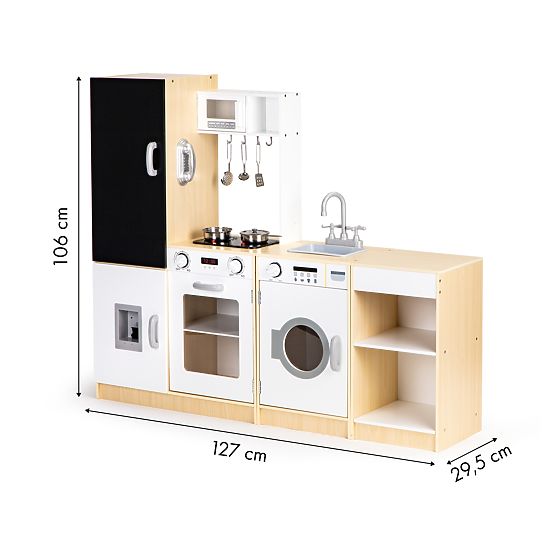 Drevená kuchynka pre deti samostatné segmenty XXL tabuľa + LED ECOTOYS