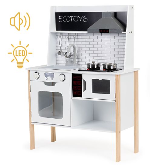 Drevená kuchynka pre deti + zvuky a svetielka ECOTOYS