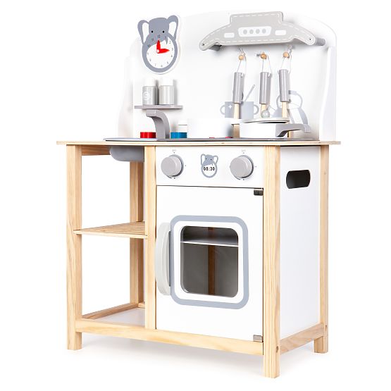 Drevená kuchynka Sofia s efekty - šedo-biela