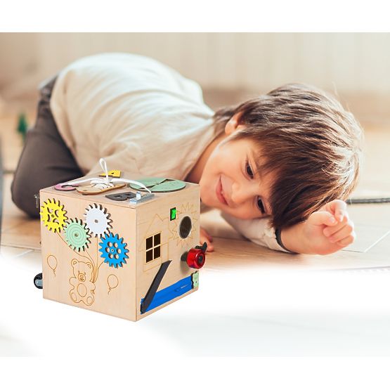 Drevená Montessori kocka - prírodná