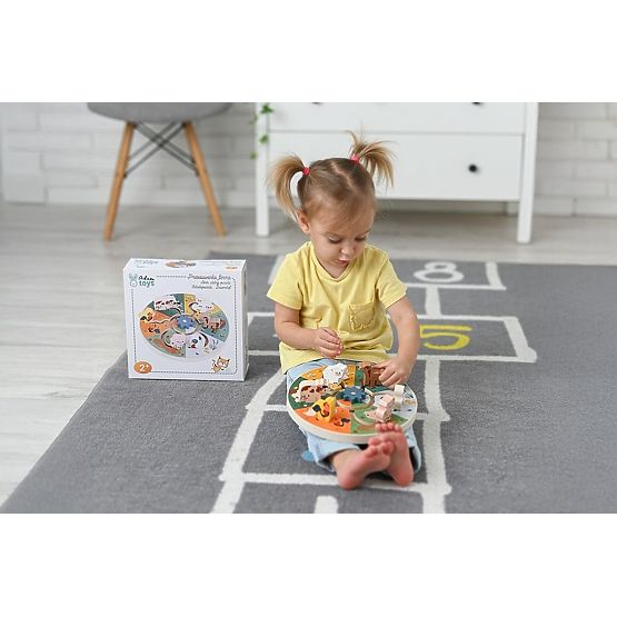 Drevená posúvacia hra - zvieratá z farmy