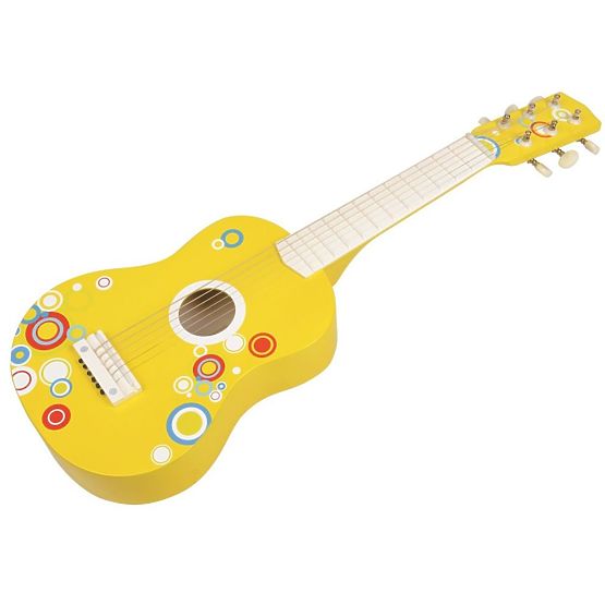 Drevená šesťstrunová gitara žltá