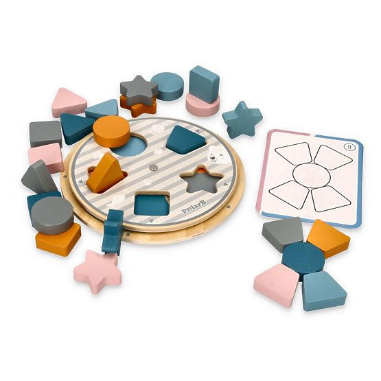 Drevená skladačka na triedenie tvarov a farieb