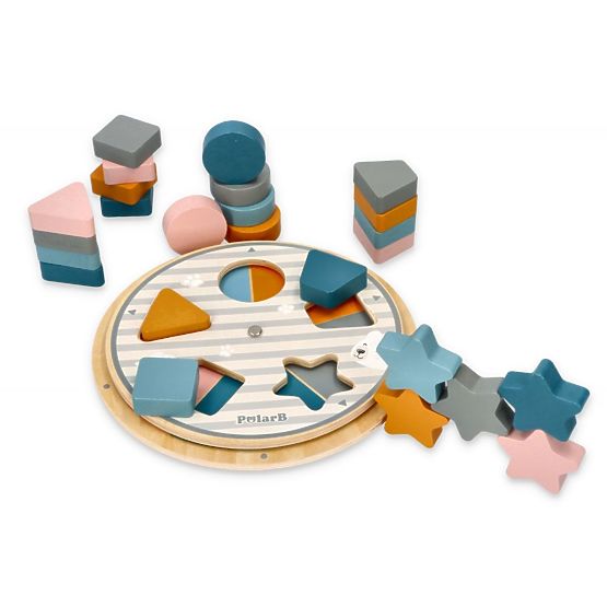 Drevená skladačka na triedenie tvarov a farieb