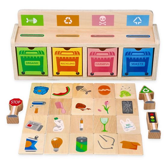 Drevená triedička odpadu - skladačka