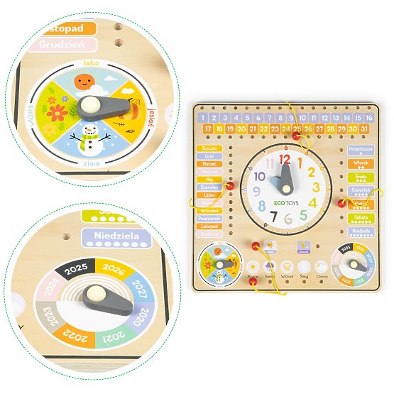 Drevená vzdelávacia doska - kalendár