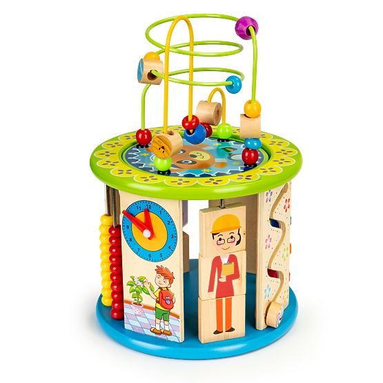 Drevená vzdelávacia kocka s hrami a kockami rybolov ECOTOYS