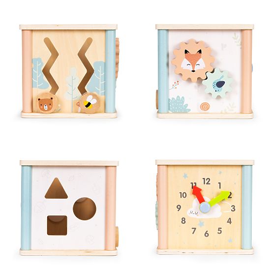 Drevená vzdelávacia kocka s tvarmi ECOTOYS