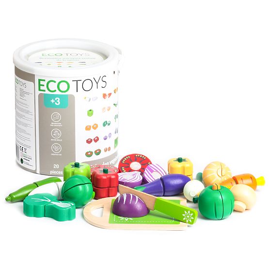 Drevená zelenina na krájanie pre deti 20 kusov ECOTOYS