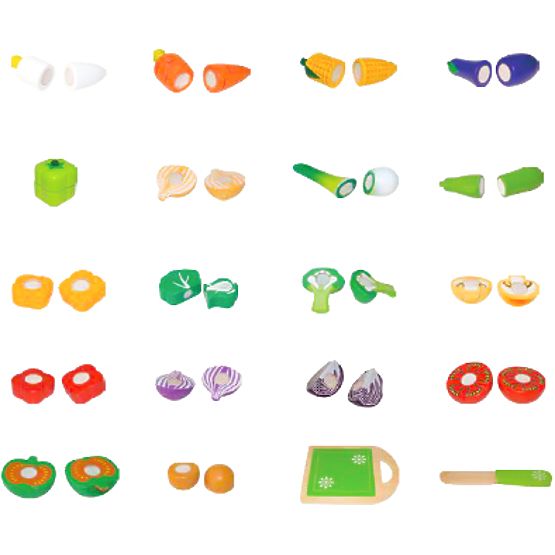 Drevená zelenina na krájanie pre deti 20 kusov ECOTOYS