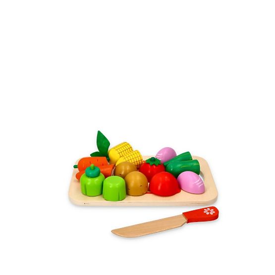 Drevená zelenina s krájacím doskou