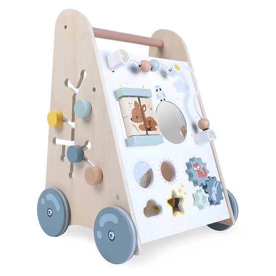 Drevené chodítko pre deti s pohyblivými prvkami ECOTOYS