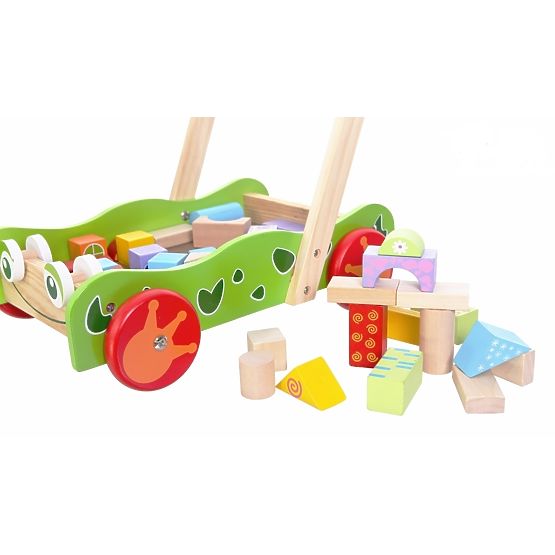 Drevené chodítko s kockami