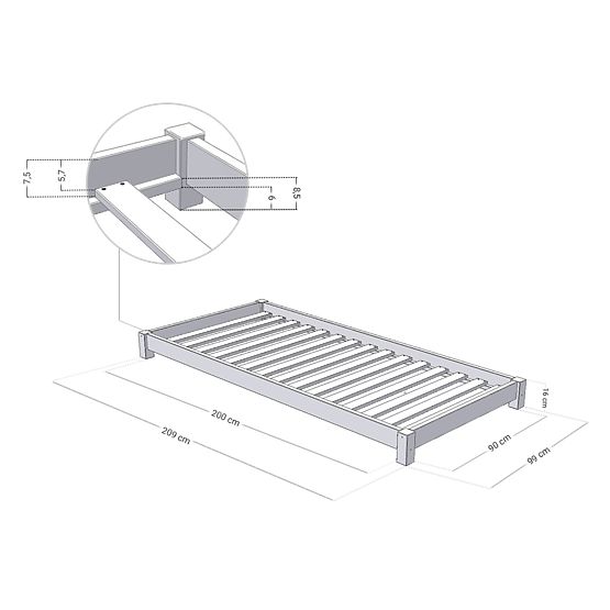 Drevené detské jednolôžko TEENY - prírodné