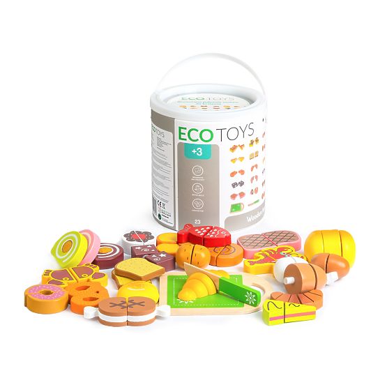 Drevené jedlo na krájanie 23 kusov ECOTOYS