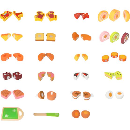 Drevené jedlo na krájanie 23 kusov ECOTOYS