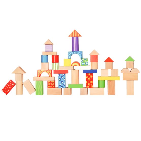 Drevené kocky Ecotoys - 100 ks