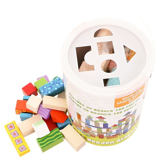 Drevené kocky Ecotoys - 100 ks