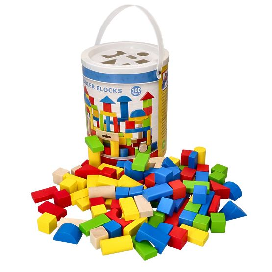 Drevené kocky v vedre 100 ks