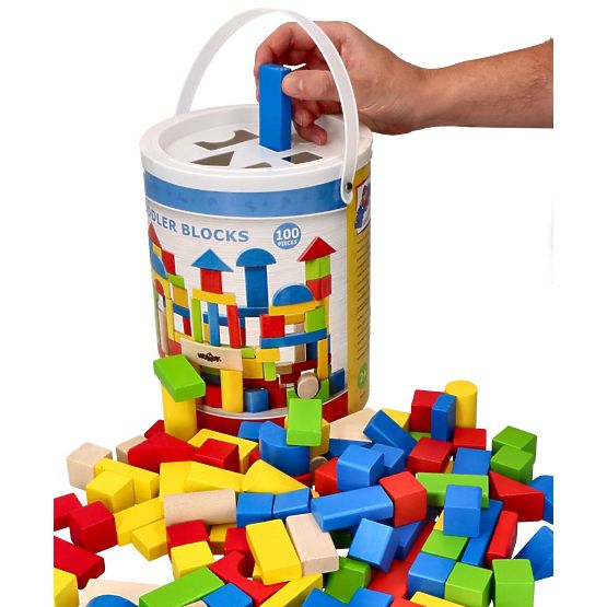 Drevené kocky v vedre 100 ks