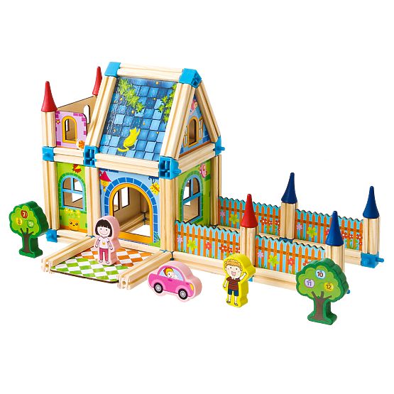 Drevené konštrukčné kocky stavba domčeka 6v1 ECOTOYS