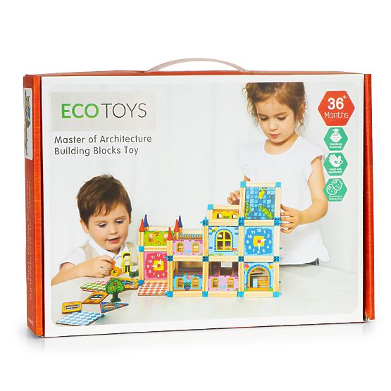 Drevené konštrukčné kocky stavba domčeka 6v1 ECOTOYS