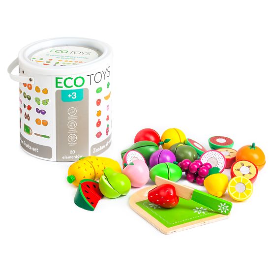 Drevené ovocie na krájanie 20 kusov ECOTOYS