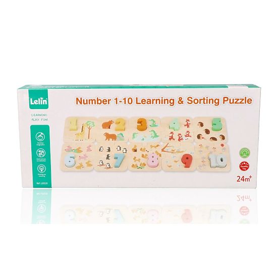 Drevené puzzle so zvieratkami - učenie čísel Montessori