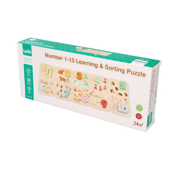 Drevené puzzle so zvieratkami - učenie čísel Montessori