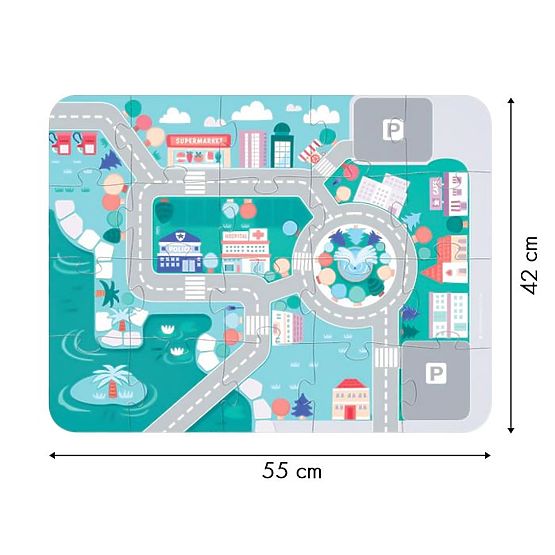 Drevené vzdelávacie kocky mesto s podložkou 115 ks ECOTOYS
