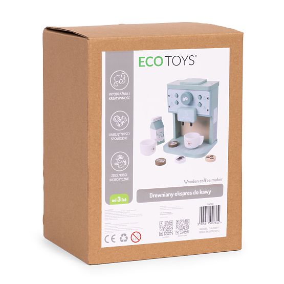 Drevený detský kávovar baristická sada 8 kusov ECOTOYS
