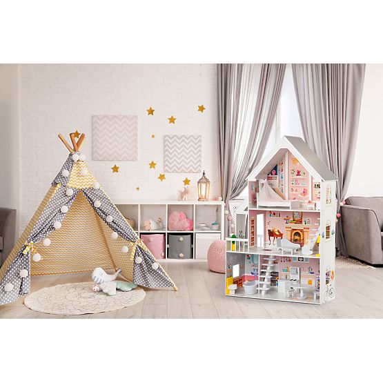 Drevený domček pre bábiky Pastelová rezidencie