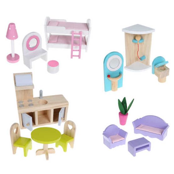 Drevený domček pre bábiky - ružová rezidencia