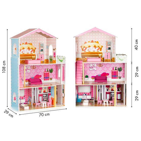 Drevený domček pre bábiky s výťahom Amanda