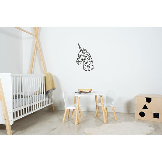 Drevený geometrický obraz - Jednorožec - rôzne farby Farba: čierna