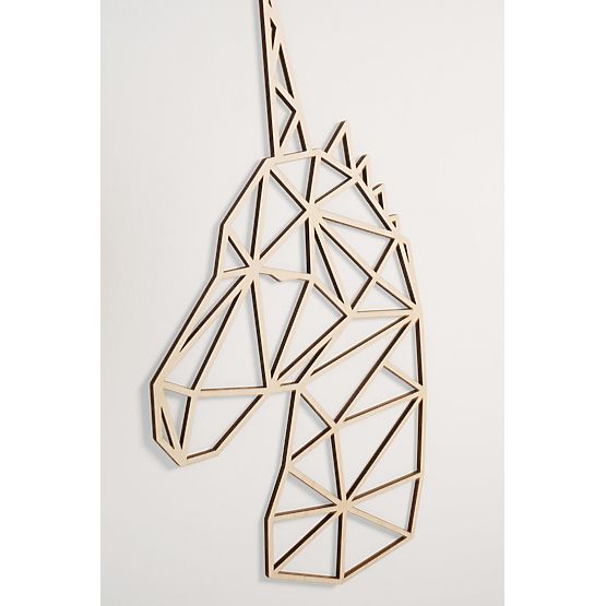 Drevený geometrický obraz - Jednorožec - rôzne farby Farba: prírodná