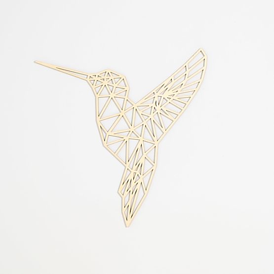 Drevený geometrický obraz - Kolibrík - rôzne farby Farba: prírodná