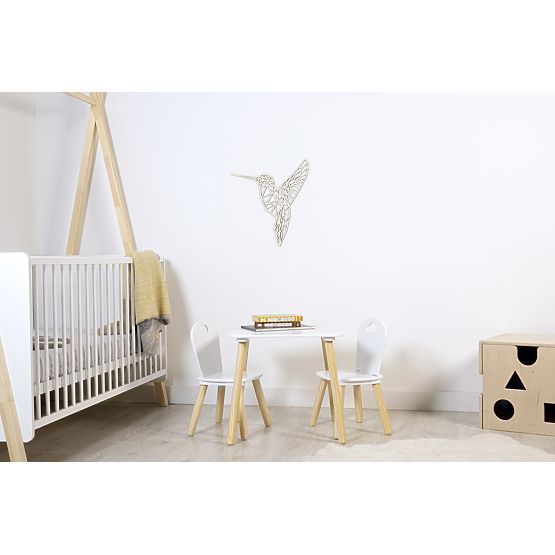 Drevený geometrický obraz - Kolibrík - rôzne farby Farba: prírodná