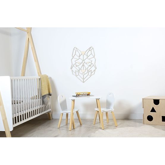 Drevený geometrický obraz - Vlk - rôzne farby Farba: prírodná