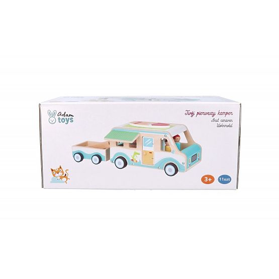 Drevený karavan s prívesom a doplnkami