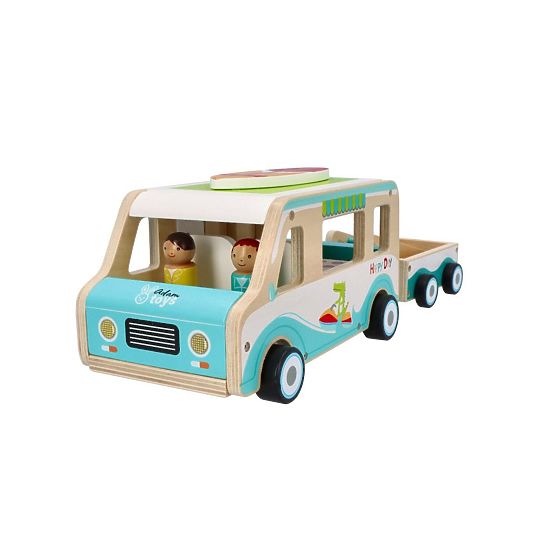 Drevený karavan s prívesom a doplnkami